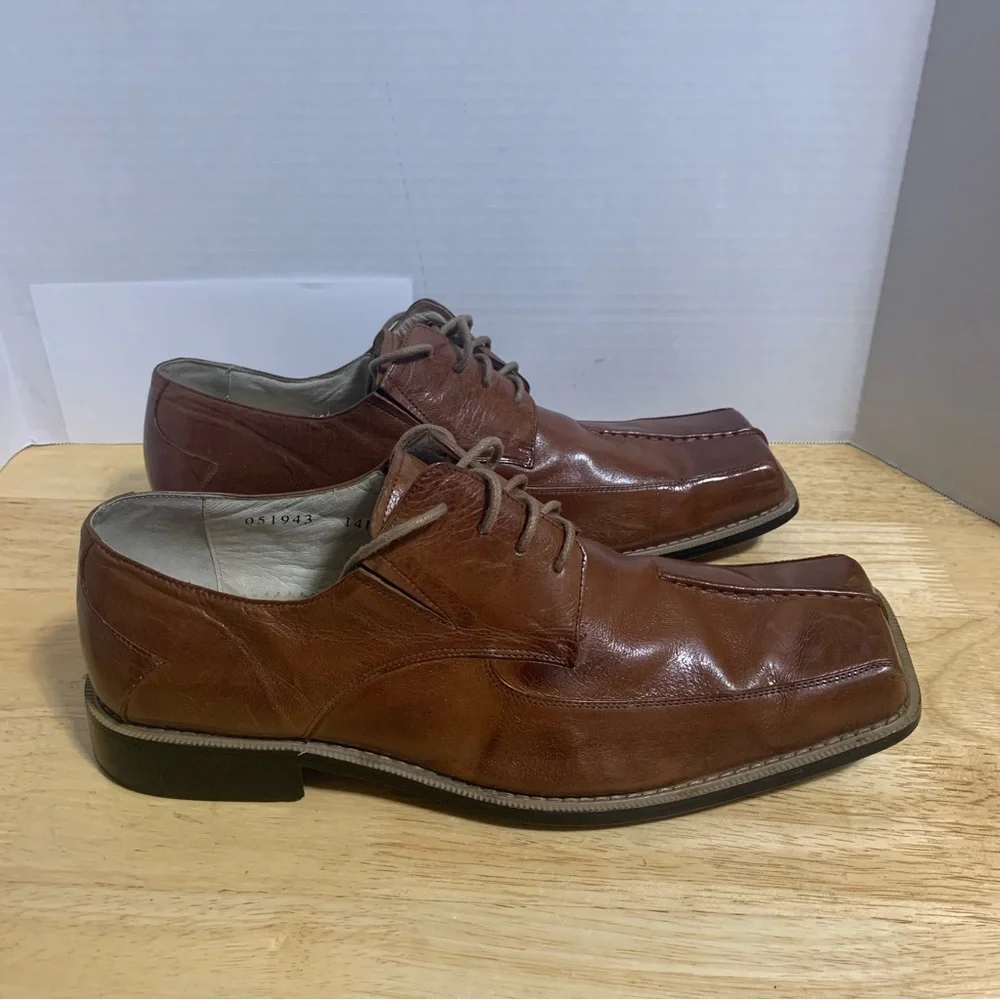 Giorgio V Mens Brown Leather Dress Lace Up Square Toe Oxford Shoes Size‎ 14M